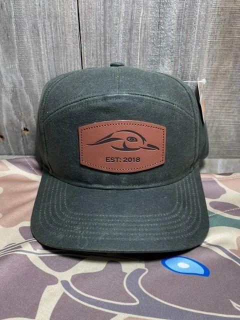 AF Waterfowl Leather Patch Dark Olive Waxed Cap 7 Panel Snapback - Angler's Pro Tackle & Outdoors