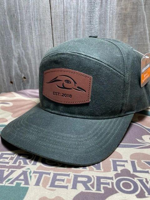 AF Waterfowl Leather Patch Dark Olive Waxed Cap 7 Panel Snapback - Angler's Pro Tackle & Outdoors