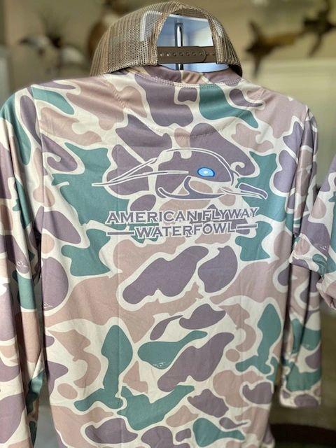 AF Waterfowl Old School w- Green and Brown Performance Long Sleeve Shirt - Angler's Pro Tackle & Outdoors