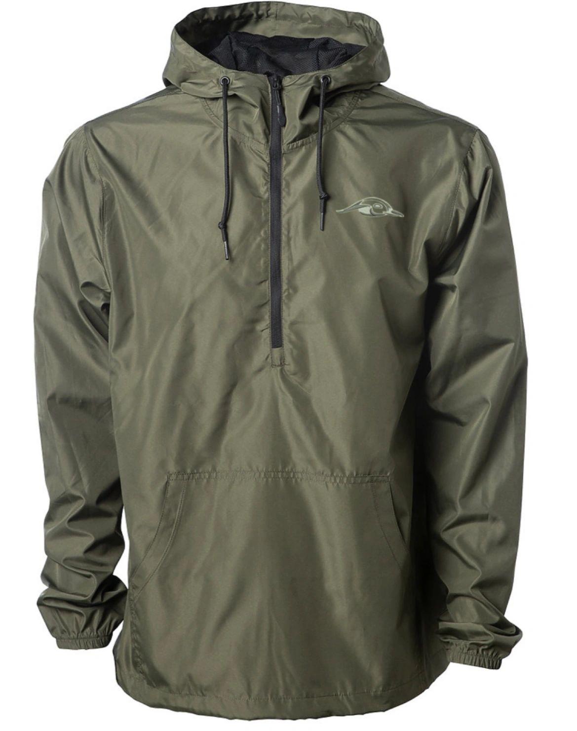 AF Waterfowl Olive Lightweight 1-4 Zip Pullover Windbreaker Jacket - Water Resistant - Angler's Pro Tackle & Outdoors