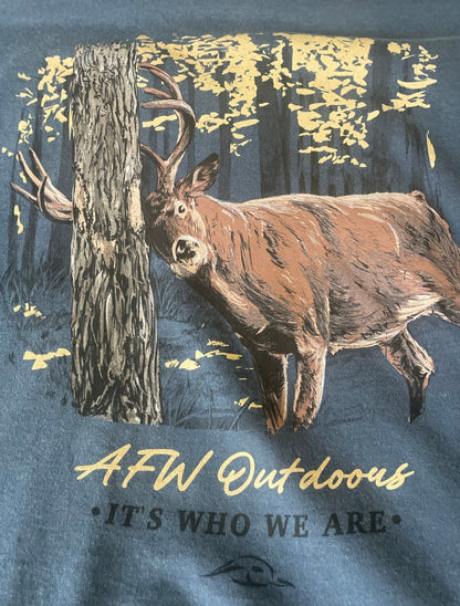 AF Waterfowl The Rubbing Buck Tee - Denim w/ Pocket - Angler's Pro Tackle & Outdoors