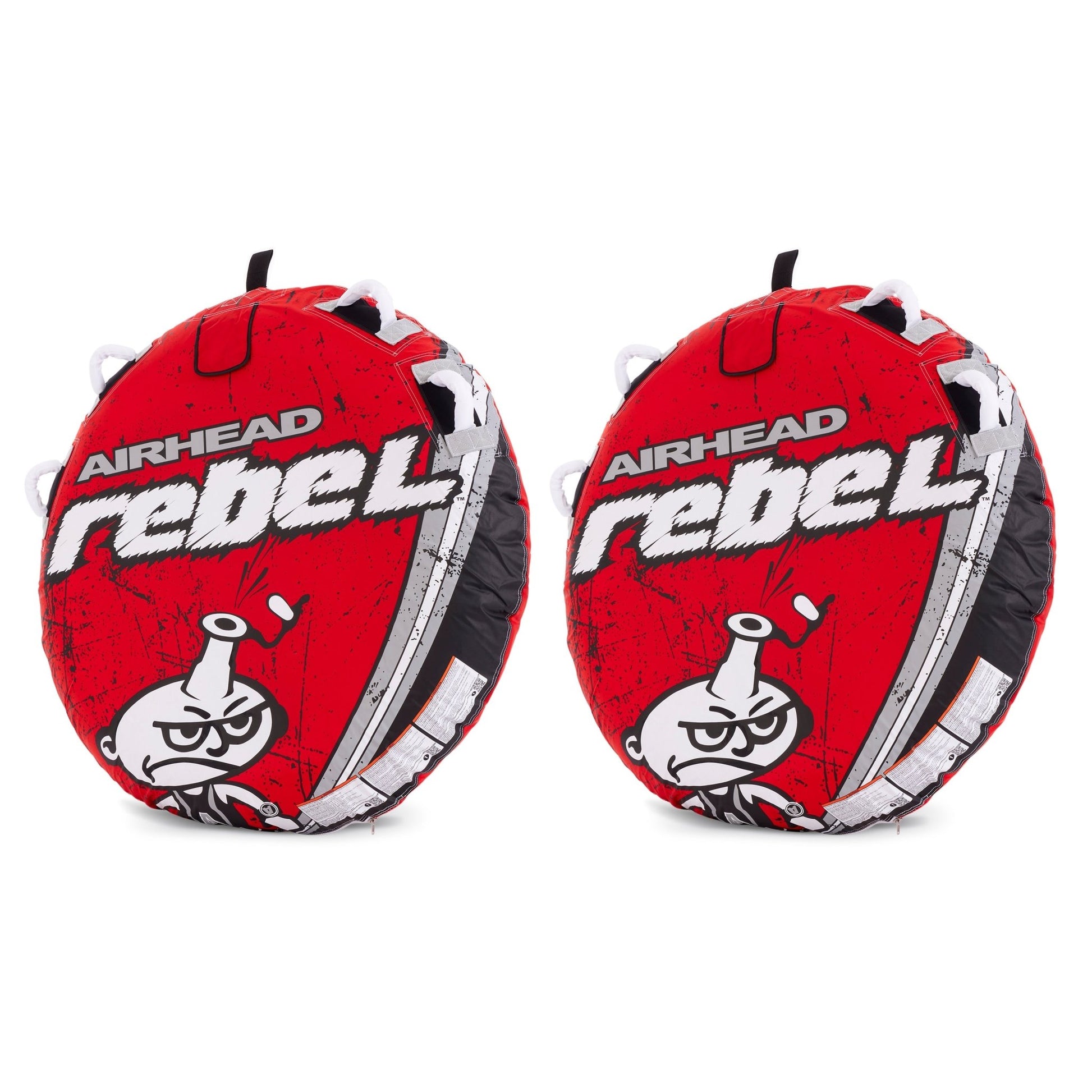 Airhead Rebel 54In 1 Person Red Towable Tube Kit w/ Rope and 12V Pump (2 Pack) - Angler's Pro Tackle & Outdoors