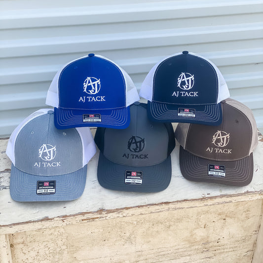 AJ Tack Grey Embroidery Mesh Back Cap