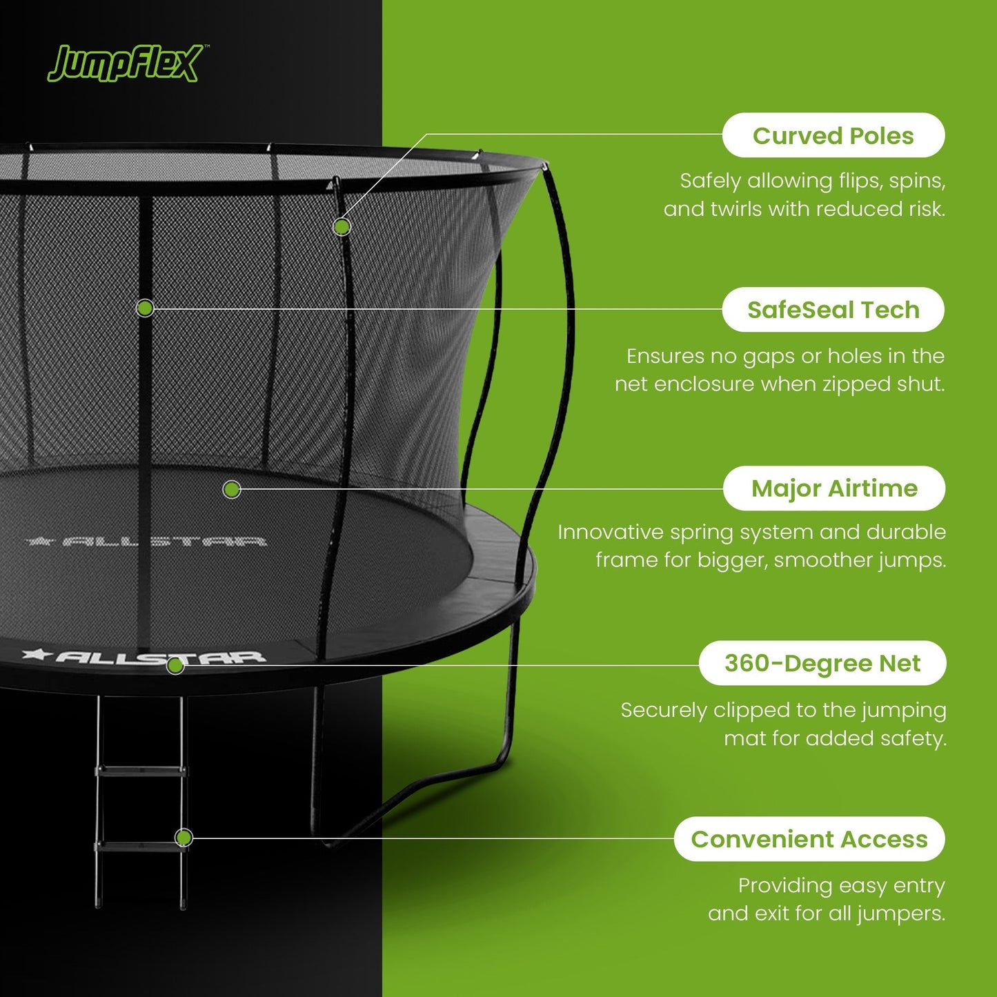 ALLSTAR 10' Trampoline for Kids Outdoor Backyard Play Equipment w/ Net & Ladder - Angler's Pro Tackle & Outdoors