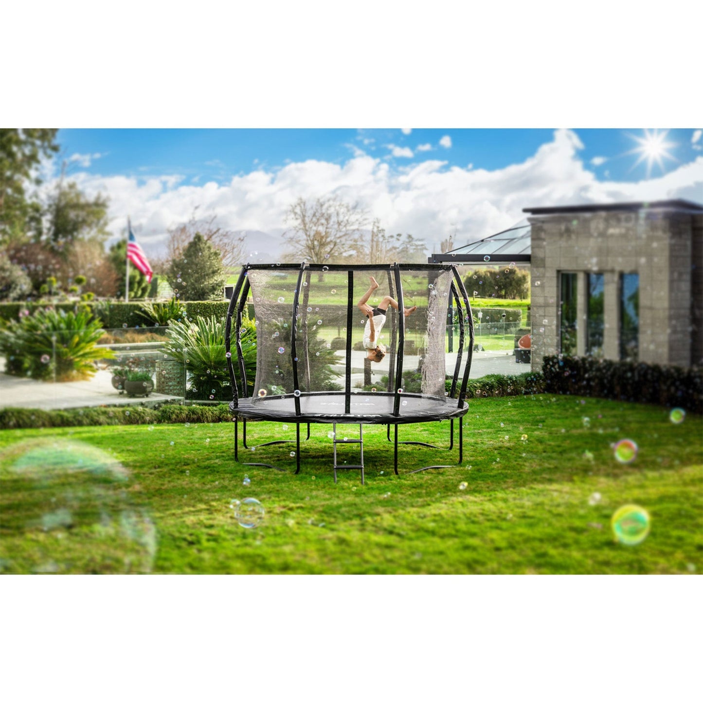 ALLSTAR 10' Trampoline for Kids Outdoor Backyard Play Equipment w/ Net & Ladder - Angler's Pro Tackle & Outdoors