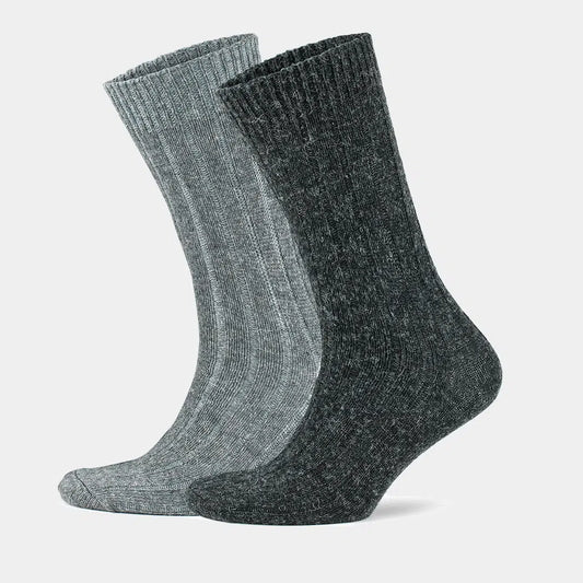 GoWith Alpaca Wool Crew Hiking Boot Socks for Men and Women - Ribbed Plain