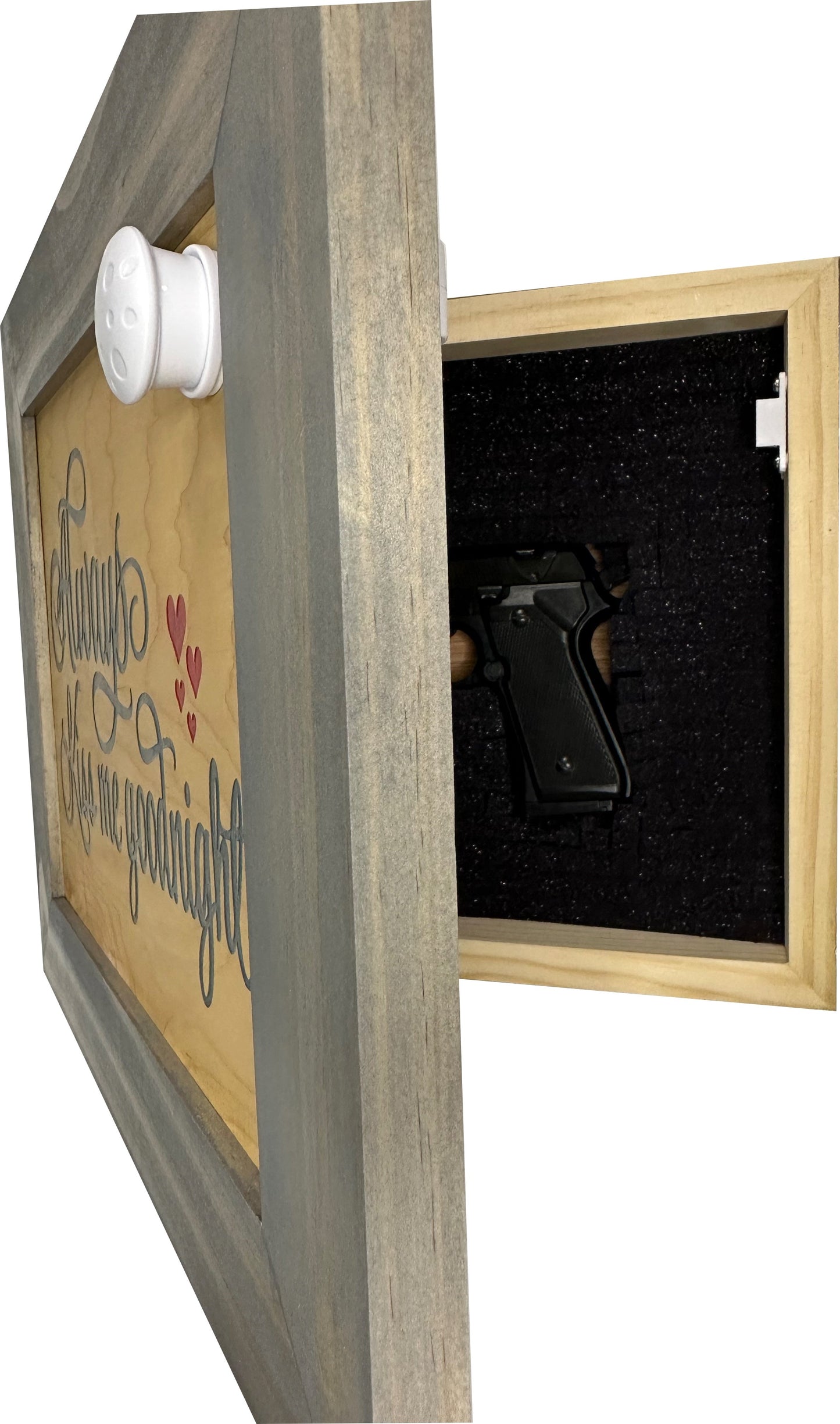 Bellewood Designs - Wall Gun Safe with Decorative Front Always Kiss Me Goodnight
