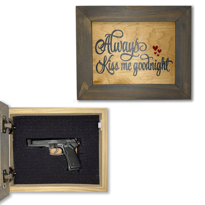 Bellewood Designs - Wall Gun Safe with Decorative Front Always Kiss Me Goodnight