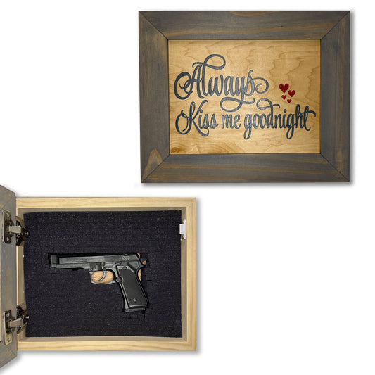 Bellewood Designs - Wall Gun Safe with Decorative Front Always Kiss Me Goodnight