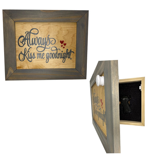 Bellewood Designs - Wall Gun Safe with Decorative Front Always Kiss Me Goodnight