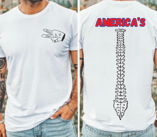 Hustlin Hippie America's Backbone T-Shirt- WHITE