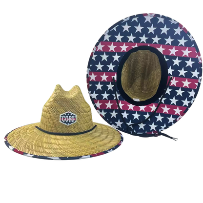 COR Surf Straw Lifeguard Sun Hats for Adults - Patriotic