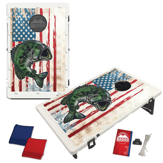 American Flag Bass Baggo Portable 2x3 Cornhole Bean Bag Toss Game - Angler's Pro Tackle & Outdoors