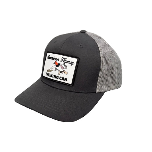 American Flyway Waterfowl The King Can Canvasback PVC Patch Hat in Grey and Light Grey Mesh Back 112 - Angler's Pro Tackle & Outdoors