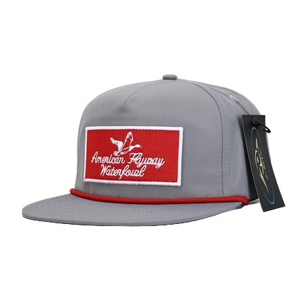 American Flyway Waterfowl Throwback Vintage Rope Hat Grey with Patch and Red Rope - Angler's Pro Tackle & Outdoors
