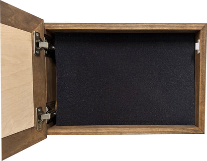 Bellewood Designs - Locking Gun Cabinet Wall Mounted with American Flag and Farmer Patriotic Decorative Front