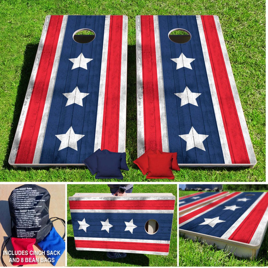 Americana Distressed Baggo Pro Style Regulation Cornhole Game - Angler's Pro Tackle & Outdoors