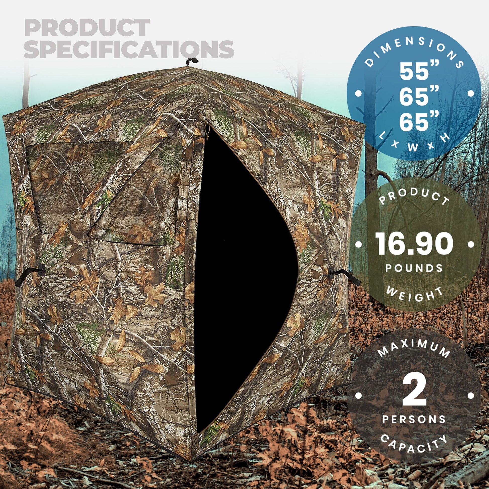 Ameristep Care Taker Pop - Up 2 Person Ground Hunting Concealment Blind, RealTree - Angler's Pro Tackle & Outdoors