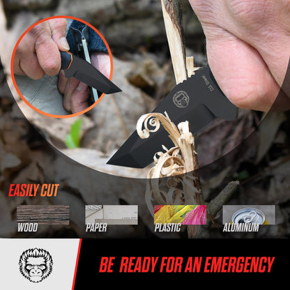 Holtzman's Gorilla Survival The Wakizashi Survival Neck Knife Giftset for Outdoors (Black Blade + Green Liner)