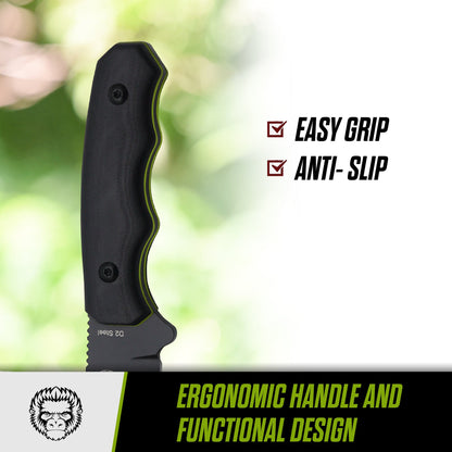 Holtzman's Gorilla Survival The Wakizashi Survival Neck Knife Giftset for Outdoors (Black Blade + Green Liner)