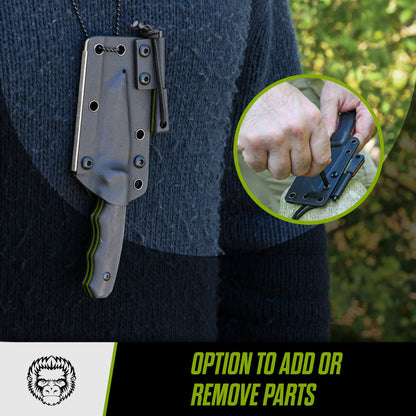 Holtzman's Gorilla Survival The Wakizashi Survival Neck Knife Giftset for Outdoors (Black Blade + Green Liner)