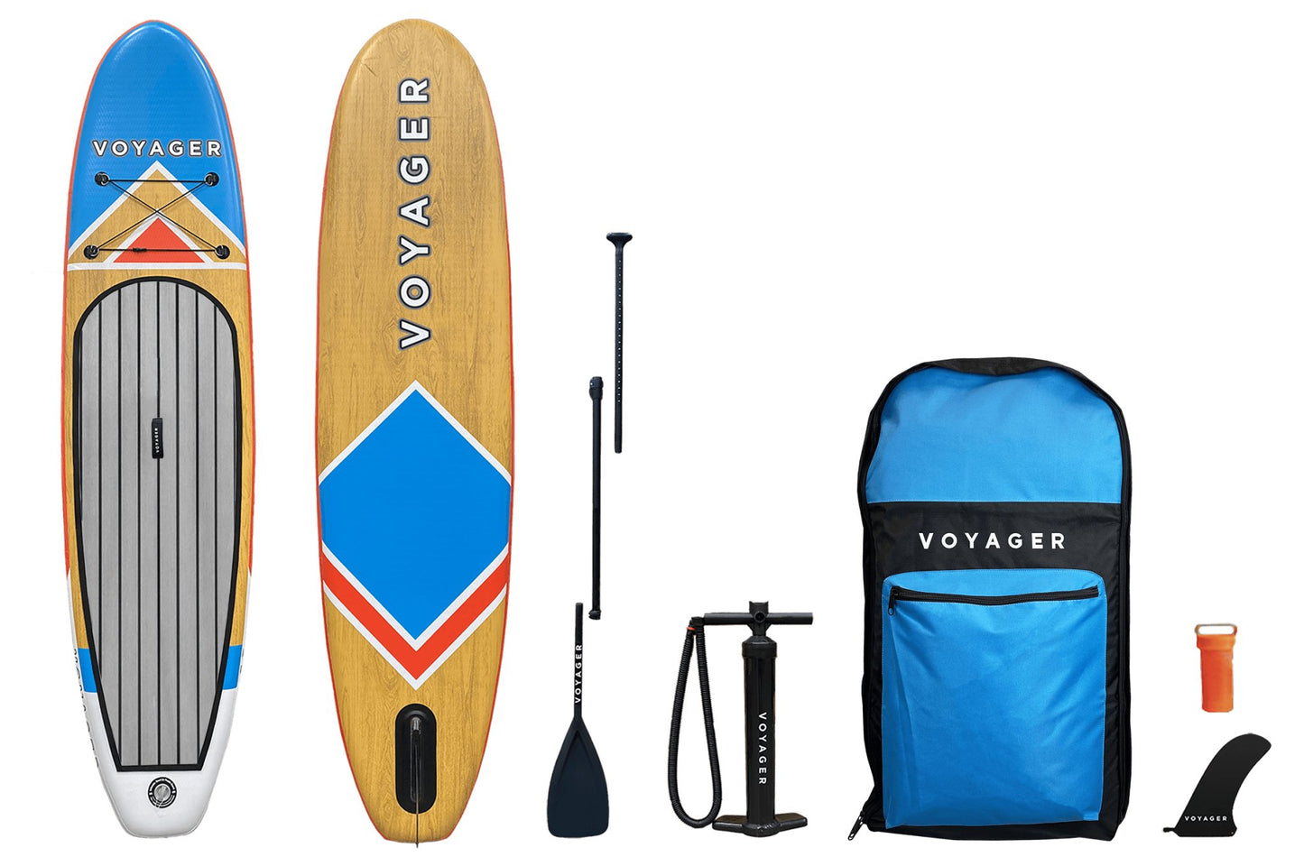 AO Coolers - 10'10 Woodgrain Voyager Inflatable SUP Package - Angler's Pro Tackle & Outdoors