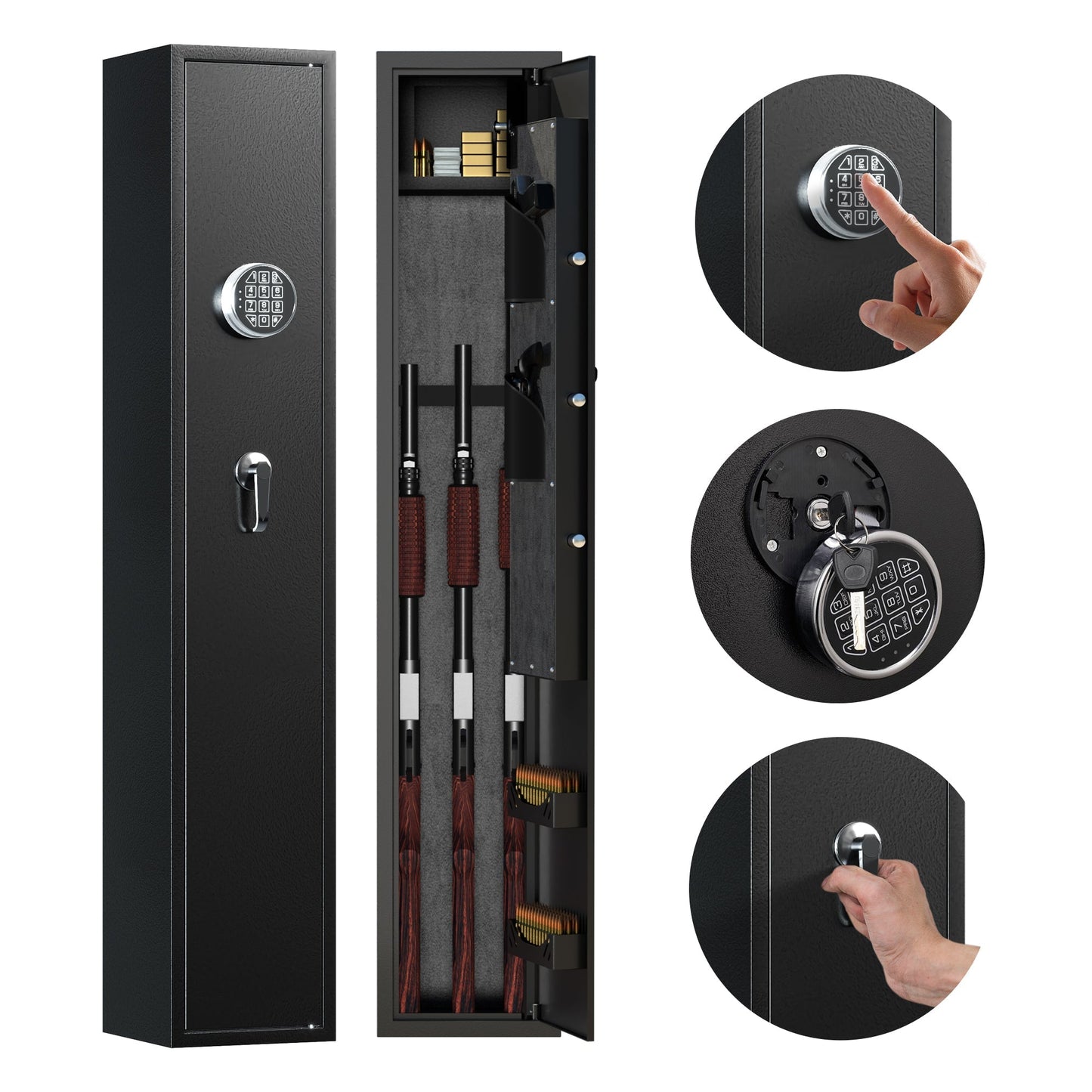 AOBABO 3 - Rifle Gun Safe w/ Keypad Lock, Security Cabinet Long Safes Gun Cabinet - Angler's Pro Tackle & Outdoors