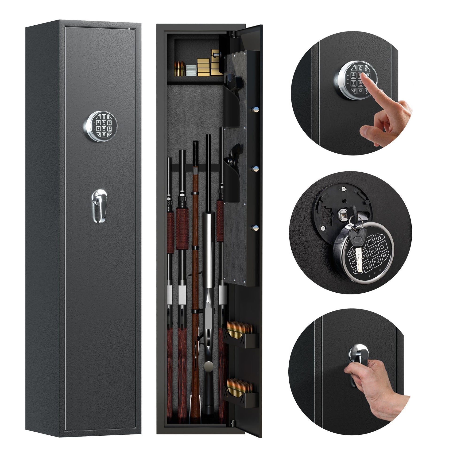 AOBABO 5 - Rifle Gun Safe w/ Keypad Lock, Security Cabinet Long Safes Gun Cabinet - Angler's Pro Tackle & Outdoors