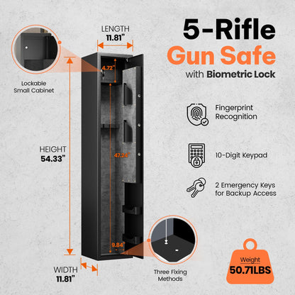 AOBABO 5 - Rifle Gun Safe w/Keypad Lock, Security Cabinet Long Safes Gun Cabinet - Angler's Pro Tackle & Outdoors