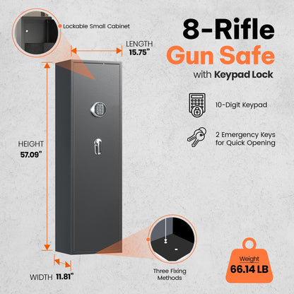 AOBABO 8 - Rifle Gun Safe w/Keypad Lock, Security Cabinet Long Safes Gun Cabinet - Angler's Pro Tackle & Outdoors