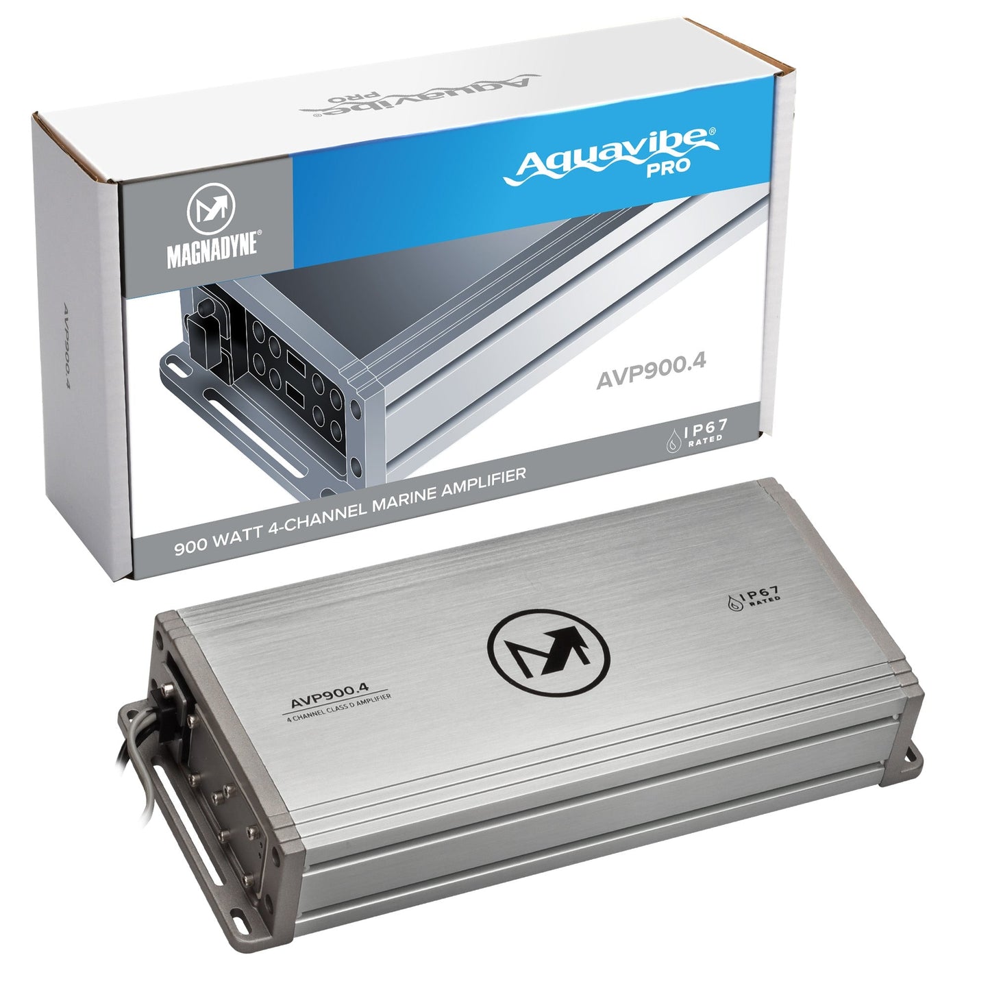 Magnadyne AquaVibe Pro 4-Channel Class D 900-Watt Marine Amplifier IP67 Rated