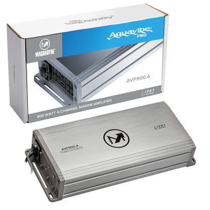 Magnadyne AquaVibe Pro 4-Channel Class D 900-Watt Marine Amplifier IP67 Rated