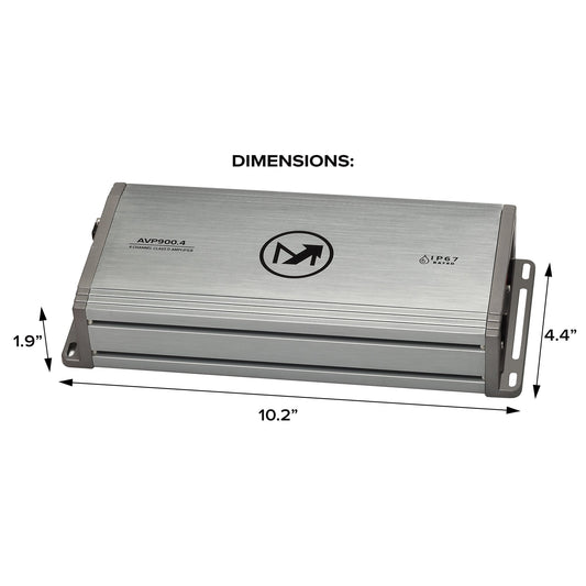 Magnadyne AquaVibe Pro 4-Channel Class D 900-Watt Marine Amplifier IP67 Rated