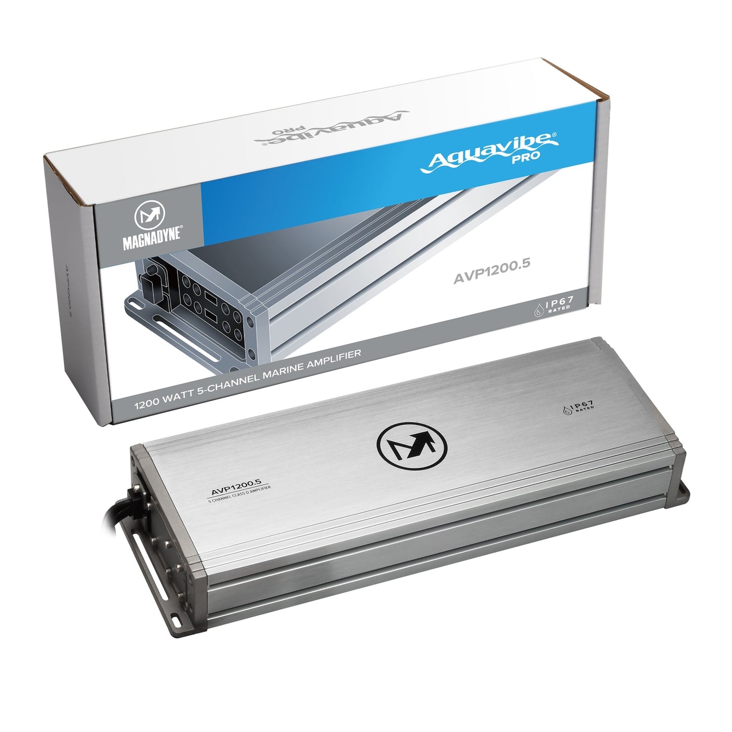 Magnadyne AquaVibe Pro 5-Channel Class D 1200-Watt Marine Amplifier IP67 Rated