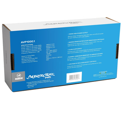 Magnadyne AquaVibe Pro Mono-Channel Class D 1000-Watt Marine Amplifier IP67 Rated