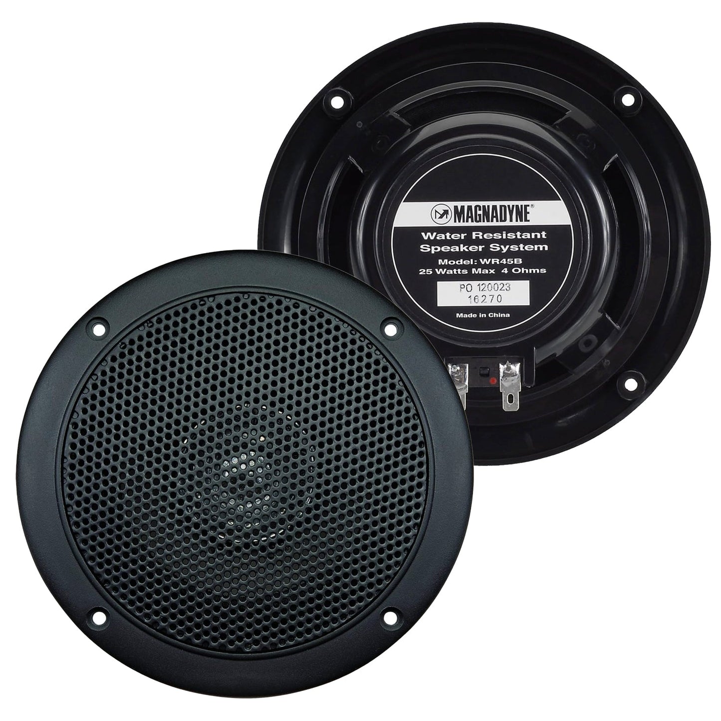 Magnadyne AquaVibe WR45B | Water-Resistant 5" Dual Cone Speakers | Black | Sold as Pair