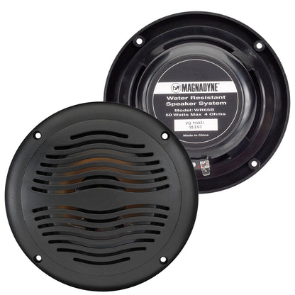 Magnadyne AquaVibe WR65B-PAIR | Marine Water-Resistant 6 1/2" 2-Way Speaker with Grill | Sold as Pair