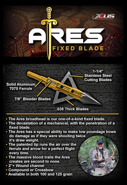 KILLZ ARES 100 GRAIN BROADHEADS (3 PACK)