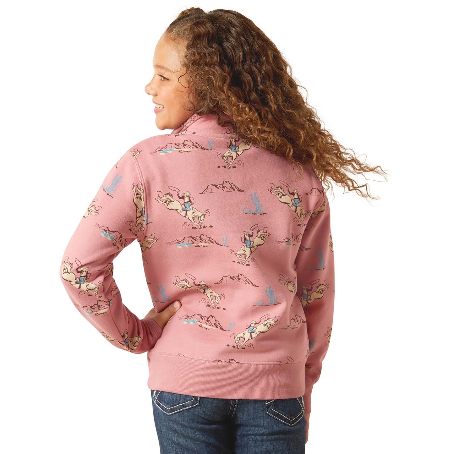 Ariat Girls Bronc Scene 1/4 Zip Sweatshirt