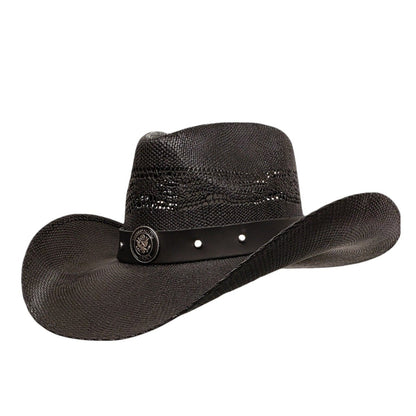 Gone Country ARMY HEROES BLACK SHANTUNG STRAW
