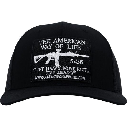 Combat Iron Apparel American Way Of Life 5.56 Black Patch Edition Mid-Profile Mesh Snapback