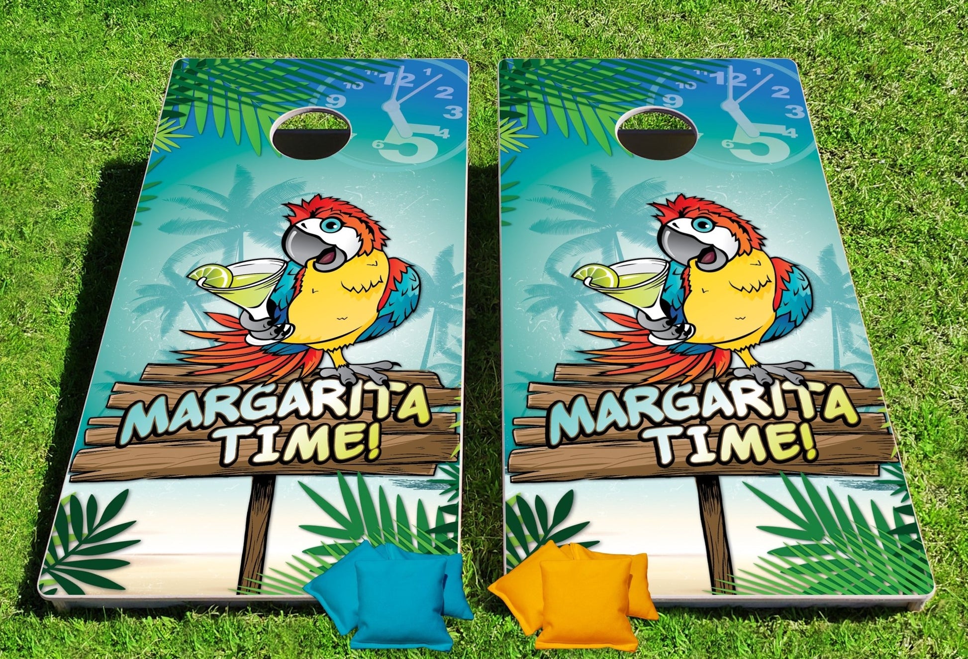 Baggo Margarita Time Parrot Pro Style Cornhole Bean Bag Toss Game 24x48 with 8 Regulation 16oz Bags - Angler's Pro Tackle & Outdoors