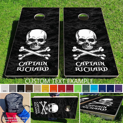 Baggo Pirate Skull & Bones Black Sea Pro Style Cornhole Bean Bag Toss Game 24x48 with 8 Regulation 16oz Bags - Angler's Pro Tackle & Outdoors