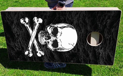 Baggo Pirate Skull & Bones Black Sea Pro Style Cornhole Bean Bag Toss Game 24x48 with 8 Regulation 16oz Bags - Angler's Pro Tackle & Outdoors