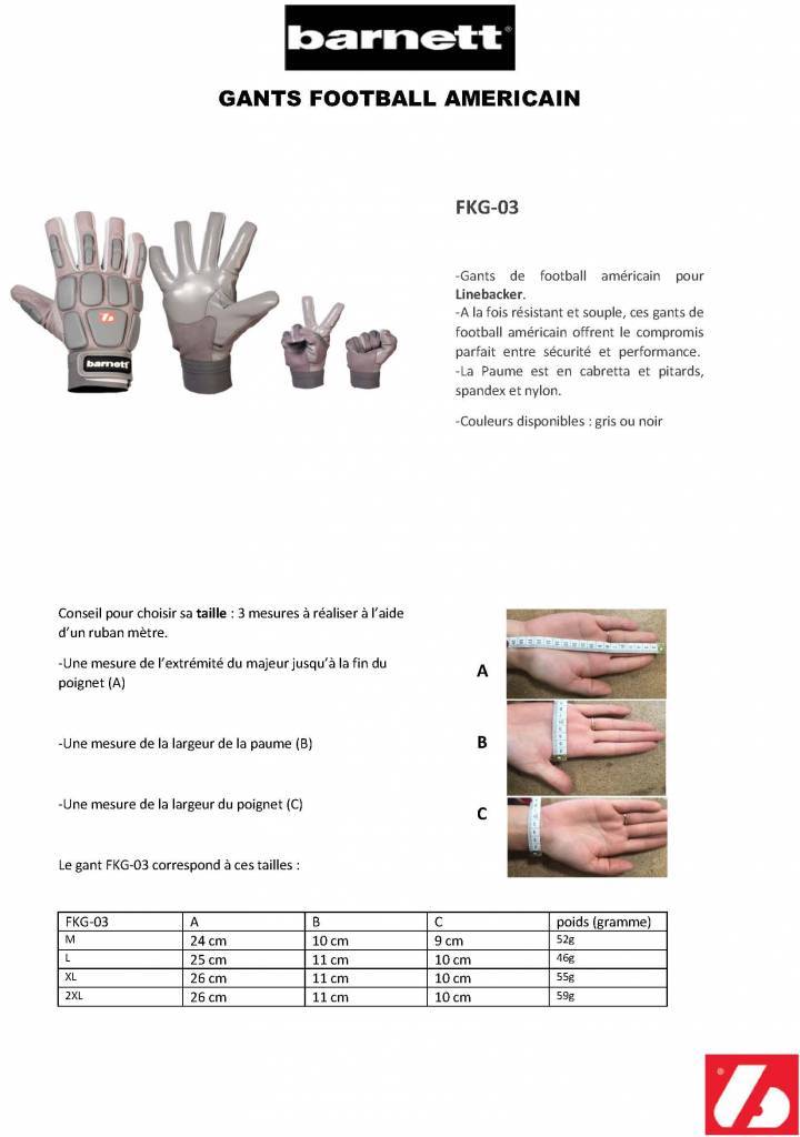 Barnett FKG - 03 High level linebacker football gloves, LB,RB,TE, Black - Angler's Pro Tackle & Outdoors