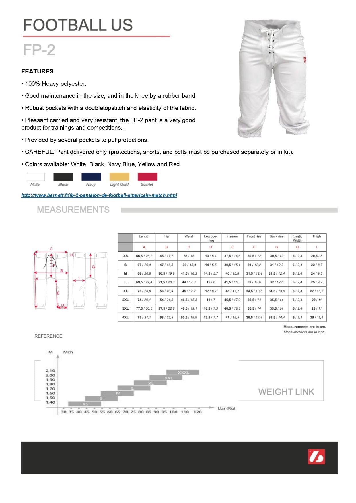 Barnett FP - 2 Football Pants, Match - Angler's Pro Tackle & Outdoors