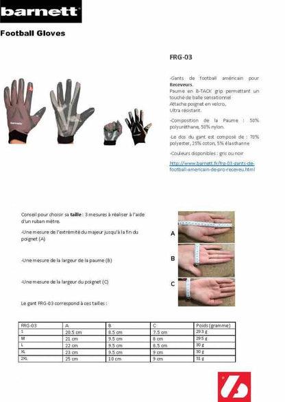 Barnett FRG - 03 The best receiver football gloves, Black - Angler's Pro Tackle & Outdoors