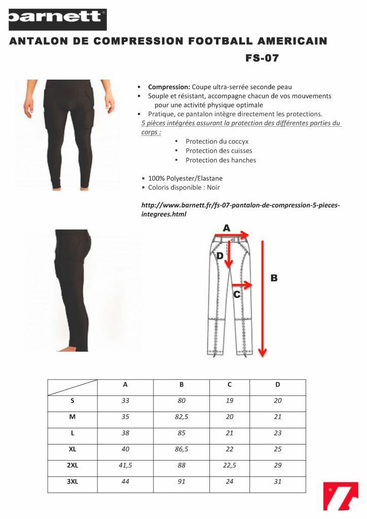 Barnett FS - 07 Compression pants, 5 integrated pieces, for American football - Angler's Pro Tackle & Outdoors