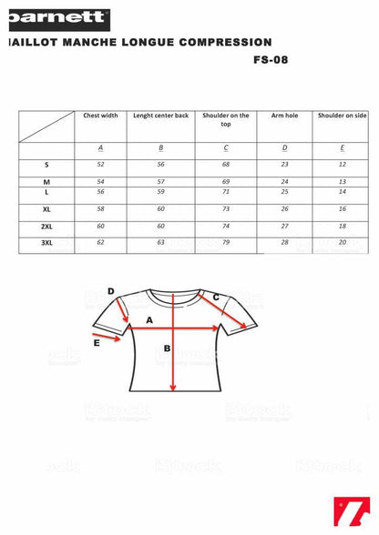 Barnett FS - 08 compression T-shirt with long sleeves, 5 integrated pieces, for American football - Angler's Pro Tackle & Outdoors