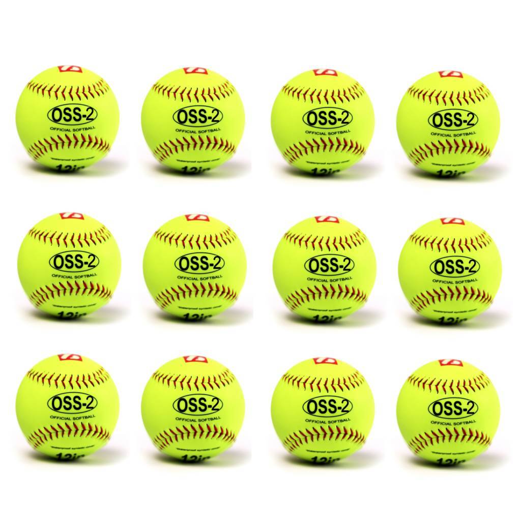 Barnett OSS - 2 Practice softball ball, soft touch, size 12", white, 1 dozen - Angler's Pro Tackle & Outdoors